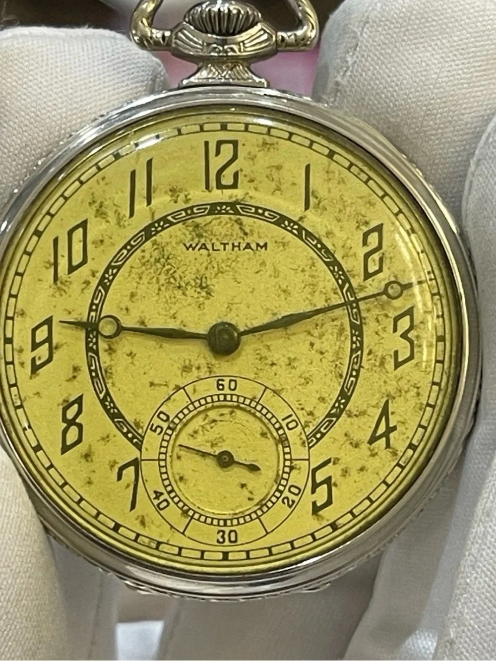Antique Waltham Colonial Pocket Watch Art Deco Wadsworth 25Y Gold Filled 44mm